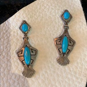 Authentic Navajo Turquoise & Silver Earrings